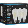 Mexen Vintis 3x Žárovka filament LED E27, ST64, 8W, Studená - 6500K, 1055 lm, čirá - L152-E27-0865-00x03