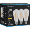 Mexen Vintis 3x Žárovka filament LED E27, ST64, 10W, Teplá - 2200K, 1320 lm, čirá - L152-E27-1022-00x03