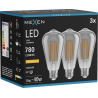 Mexen Vintis 3x LED filamentová žárovka E27, ST64, 10W, Teplá - 2200K, 780 lm, kouřová - L152-E27-1022-70x03