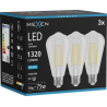 Mexen Vintis 3x Filamentová žárovka LED E27, ST64, 10W, Studená - 6500K, 1320 lm, čirá - L152-E27-1040-00x03