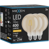Mexen Vintis 3x Žárovka filament LED E27, G125, 4W, Teplá - 2200K, 400 lm, amber - L158-E27-0422-50x03