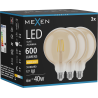 Mexen Vintis 3x LED filamentová žárovka E27, G125, 6W, Teplá - 2700K, 600 lm, jantarová - L158-E27-0627-50x03