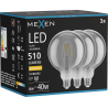 Mexen Vintis 3x LED žárovka filament E27, G125, 6W, Teplá - 2700K, 510 lm, kouřová - L158-E27-0627-70x03