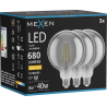 Mexen Vintis 3x LED vlákna žárovka E27, G125, 8W, Teplá - 2700K, 680 lm, kouřová - L158-E27-0827-70x03