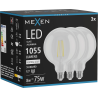 Mexen Vintis 3x LED žárovka filament E27, G125, 8W, Neutrální - 4000K, 1055 lm, čiré - L158-E27-0840-00x03