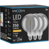 Mexen Vintis 3x Žárovka filament spirála LED E27, G125, 6W, Teplá - 2200K, 350 lm, smoke - L168-E27-0622-70x03