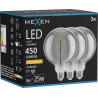 Mexen Vintis 3x Žárovka filament spirála LED E27, G125, 8W, Teplá - 2200K, 450 lm, smoke - L168-E27-0822-70x03