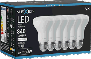 Mexen Nova 6x LED žárovka E27, R63, 8W, Neutrální - 4000K, 840 lm - L104-E27-0840-01x06