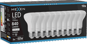 Mexen Nova 10x LED žárovka E27, R63, 8W, Neutrální - 4000K, 840 lm - L104-E27-0840-01x10