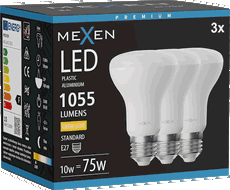 Mexen Nova 3x LED žárovka E27, R63, 10W, Teplá - 3000K, 1055 lm - L104-E27-1030-01x03