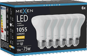 Mexen Nova 6x LED žárovka E27, R63, 10W, Teplá - 3000K, 1055 lm - L104-E27-1030-01x06