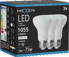 Mexen Nova 3x LED žárovka E27, R63, 10W, Neutrální - 4000K, 1055 lm - L104-E27-1040-01x03