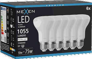 Mexen Nova 6x LED žárovka E27, R63, 10W, Neutrální - 4000K, 1055 lm - L104-E27-1040-01x06