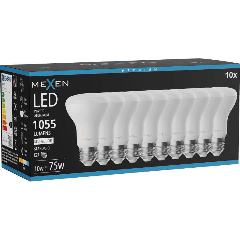 Mexen Nova 10x LED žárovka E27, R63, 10W, Neutrální - 4000K, 1055 lm - L104-E27-1040-01x10
