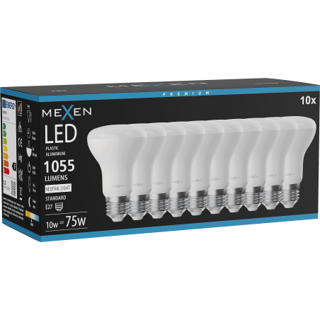 Mexen Nova 10x LED žárovka E27, R63, 10W, Neutrální - 4000K, 1055 lm - L104-E27-1040-01x10