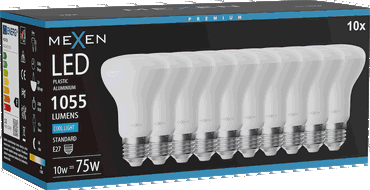 Mexen Nova 10x LED žárovka E27, R63, 10W, Studená - 6500K, 1055 lm - L104-E27-1065-01x10