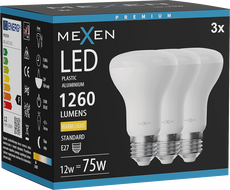 Mexen Nova 3x LED žárovka E27, R63, 12W, Teplá - 3000K, 1260 lm - L104-E27-1230-01x03