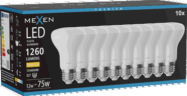 Mexen Nova 10x LED žárovka E27, R63, 12W, Teplá - 3000K, 1260 lm - L104-E27-1230-01x10