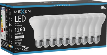 Mexen Nova 10x LED žárovka E27, R63, 12W, Neutrální - 4000K, 1260 lm - L104-E27-1240-01x10