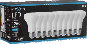 Mexen Nova 10x LED žárovka E27, R63, 12W, Studená - 6500K, 1260 lm - L104-E27-1265-01x10