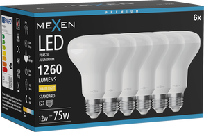 Mexen Nova 6x LED žárovka E27, R80, 12W, Teplá - 3000K, 1260 lm - L105-E27-1230-01x06