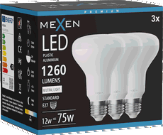 Mexen Nova 3x LED žárovka E27, R80, 12W, Neutrální - 4000K, 1260 lm - L105-E27-1240-01x03