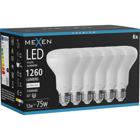 Mexen Nova 6x LED žárovka E27, R80, 12W, Neutrální - 4000K, 1260 lm - L105-E27-1240-01x06