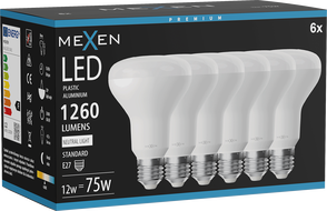 Mexen Nova 6x LED žárovka E27, R80, 12W, Neutrální - 4000K, 1260 lm - L105-E27-1240-01x06