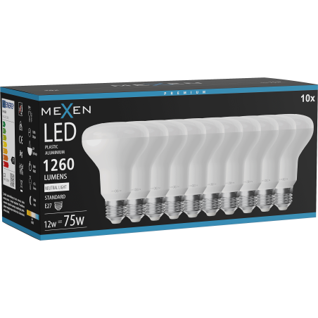 Mexen Nova 10x LED žárovka E27, R80, 12W, Neutrální - 4000K, 1260 lm - L105-E27-1240-01x10