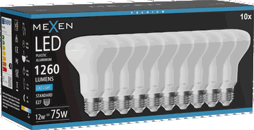 Mexen Nova 10x LED žárovka E27, R80, 12W, Studená - 6500K, 1260 lm - L105-E27-1265-01x10