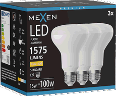 Mexen Nova 3x LED žárovka E27, R80, 15W, Teplá - 3000K, 1575 lm - L105-E27-1530-01x03