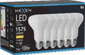 Mexen Nova 6x LED žárovka E27, R80, 15W, Teplá - 3000K, 1575 lm - L105-E27-1530-01x06