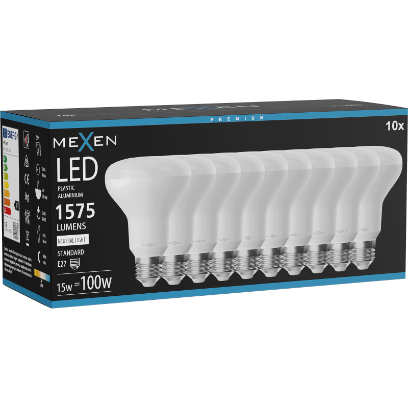 Mexen Nova 10x LED žárovka E27, R80, 15W, Neutrální - 4000K, 1575 lm - L105-E27-1540-01x10
