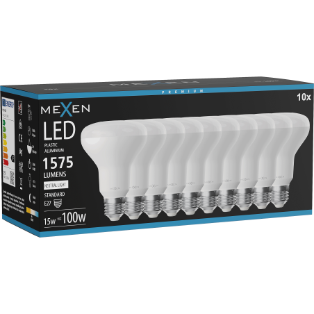 Mexen Nova 10x LED žárovka E27, R80, 15W, Neutrální - 4000K, 1575 lm - L105-E27-1540-01x10
