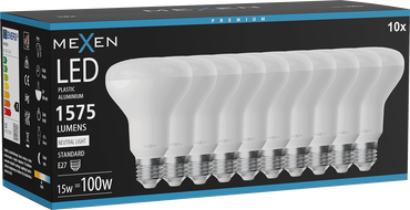 Mexen Nova 10x LED žárovka E27, R80, 15W, Neutrální - 4000K, 1575 lm - L105-E27-1540-01x10