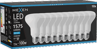 Mexen Nova 10x LED žárovka E27, R80, 15W, Studená - 6500K, 1575 lm - L105-E27-1565-01x10