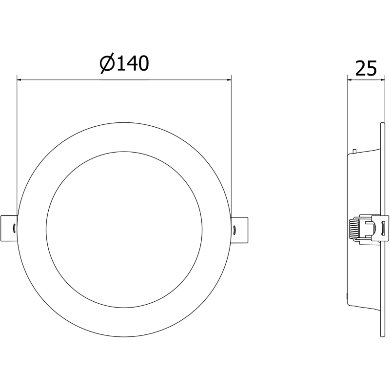 Mexen LDRR stropní panel downlight LED zapuštěný fi 14 cm, 9W, Studená - 6500K, 720 lm, černá - L210-014-0965-70