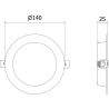 Mexen LDRR stropní panel downlight LED zapuštěný fi 14 cm, 9W, Studená - 6500K, 720 lm, černá - L210-014-0965-70