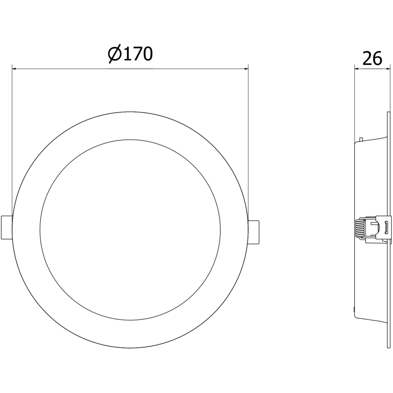 Mexen LDRR stropní panel downlight LED zapuštěný fi 17 cm, 12W, Studená - 6500K, 1320 lm, bílá - L210-017-1265-20