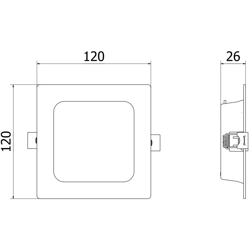 Mexen LDRR stropní panel downlight LED zapuštěný 12 x 12 cm, 6W, Neutrální - 4000K, 390 lm, černý - L211-012-0640-70