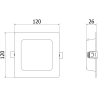 Mexen LDRR stropní panel downlight LED zapuštěný 12 x 12 cm, 6W, Neutrální - 4000K, 390 lm, černý - L211-012-0640-70