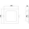 Mexen LDRR LED vestavěný stropní panel downlight 14 x 14 cm, 9W, Neutrální - 4000K, 720 lm, černý - L211-014-0940-70