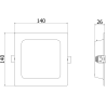 Mexen LDRR vestavný stropní LED panel downlight 14 x 14 cm, 9W, Studená - 6500K, 990 lm, bílý - L211-014-0965-20