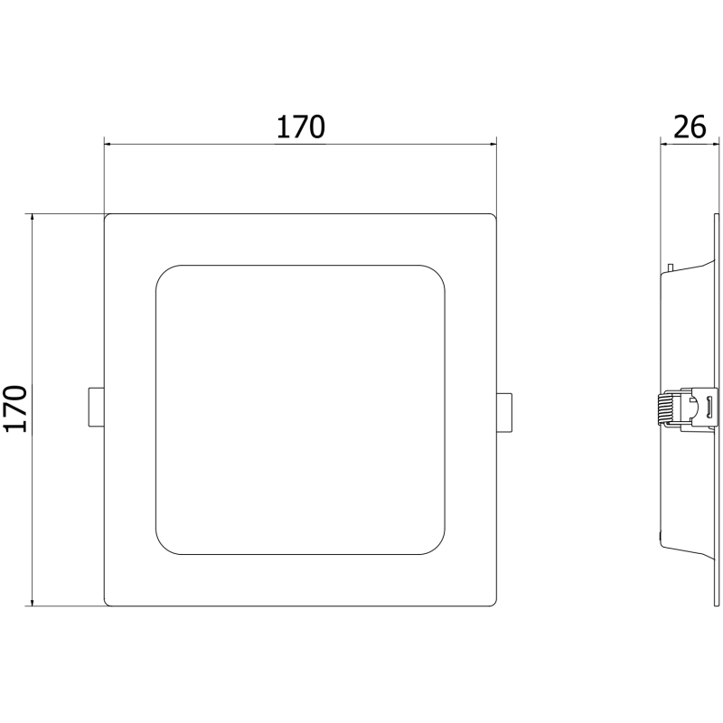 Mexen LDRR stropní panel downlight LED zapuštěný 17 x 17 cm, 12W, Neutrální - 4000K, 1320 lm, bílý - L211-017-1240-20