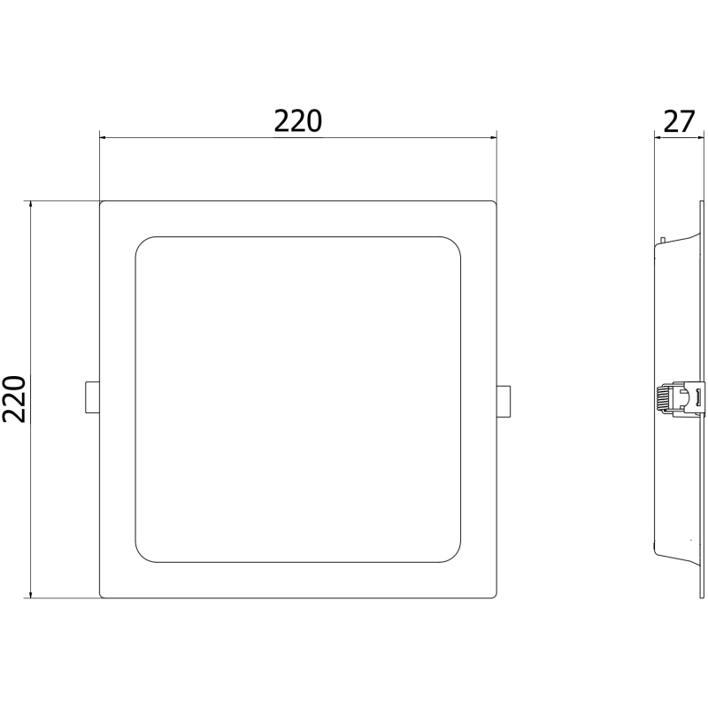 Mexen LDRR Stropní panel downlight LED zapuštěný 22 x 22 cm, 18W, Studená - 6500K, 1980 lm, bílý - L211-022-1865-20