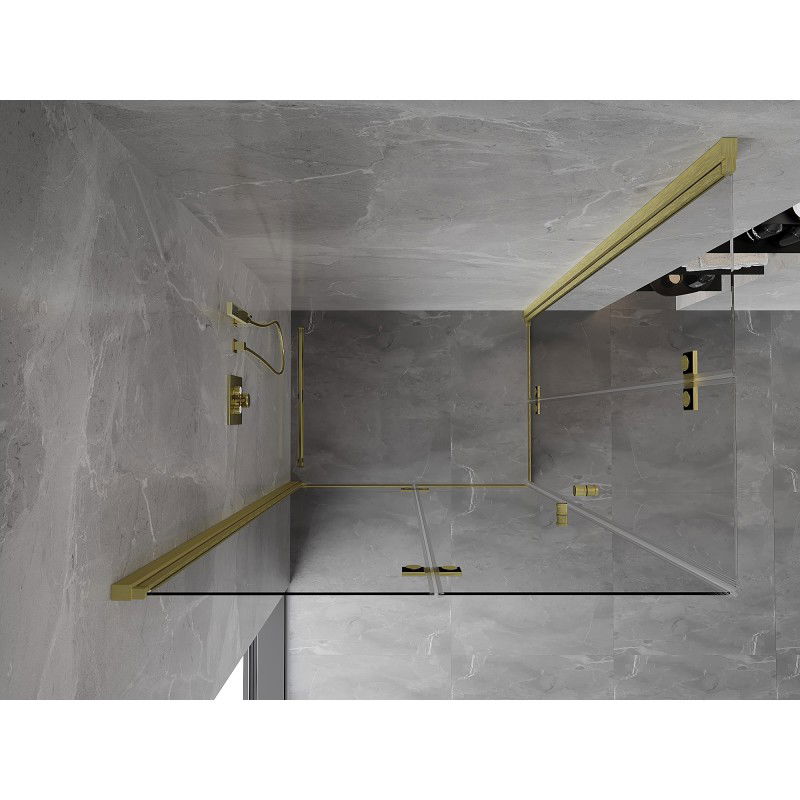 Mexen Mist-F Duo skládací sprchová kabina levá 120 x 75 cm, transparentní, zlatá kartáčovaná - 8A6-120L-075P-55-00
