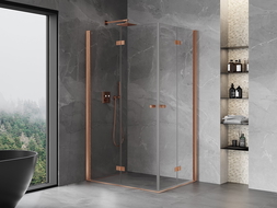 Mexen Mist-F Duo sprchový kout skládaný levý 100 x 80 cm, transparentní, kartáčovaná měď - 8A6-100L-080P-65-00