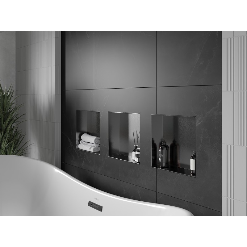 Mexen X-Wall-NR nikový regál bez límce 30 x 30 cm, kartáčovaná gun grey - 19E1303010