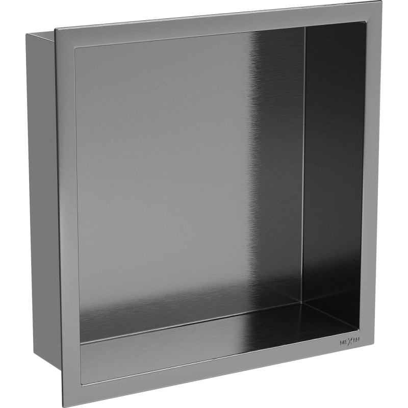 Mexen X-Wall-R nástěnná police s límcem 30 x 30 cm, gun šedá kartáčovaná - 19E0303010