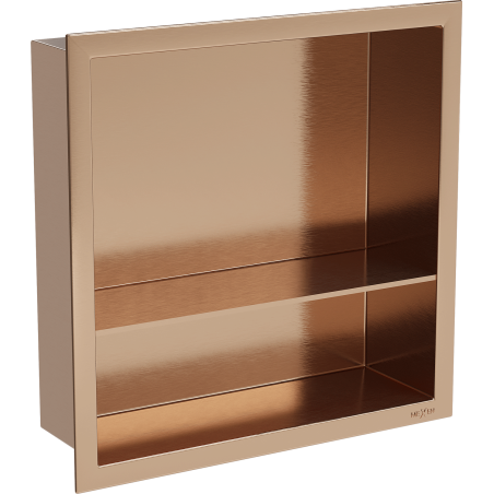 Mexen X-Wall-R nástěnná police s límcem a policí 30 x 30 cm, kartáčovaná měď - 19C0303010S